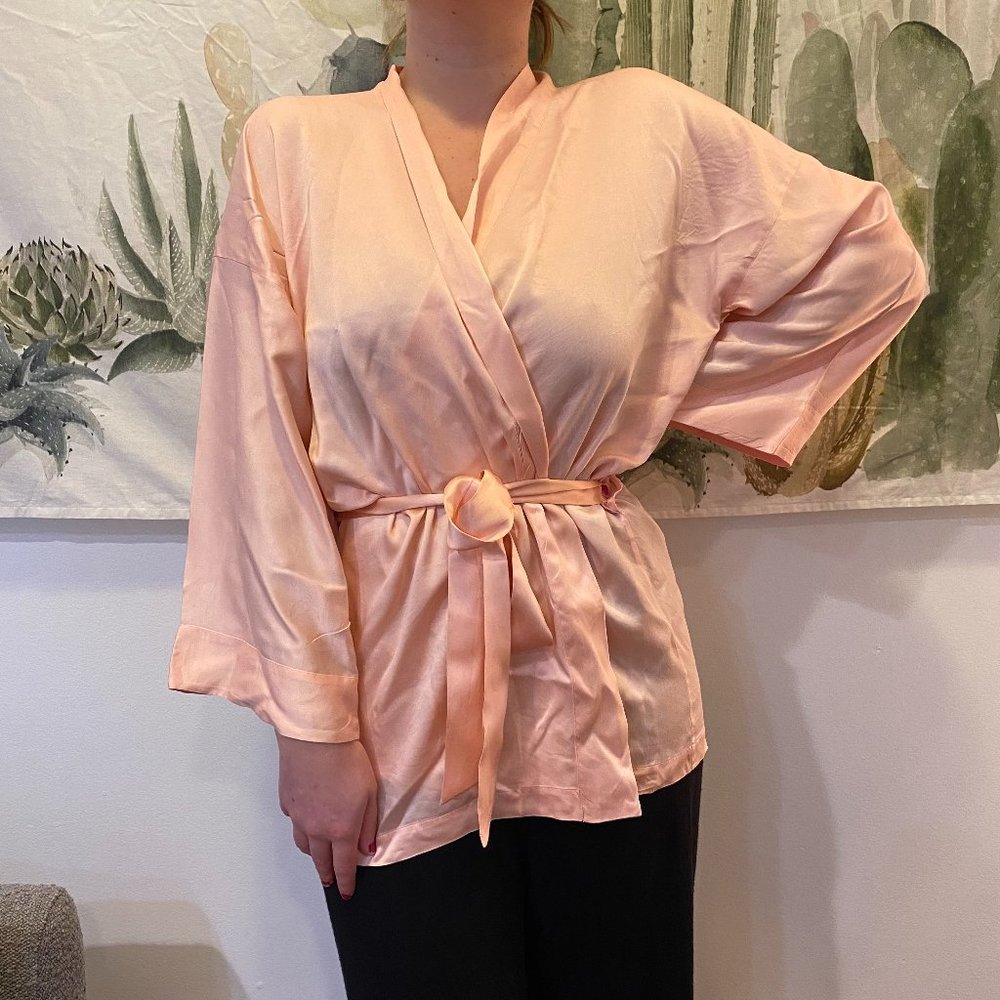 PINK SILK WRAP TOP